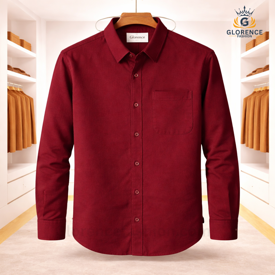 Premium oxford cotton shirt maroon