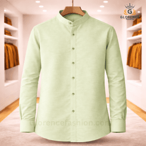 Band Collar Oxford Cotton Shirt (Lemon)